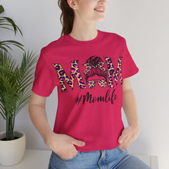 Mom Life Cheeta Print Unisex Jersey Tee - Fun Floral Design for Mothers