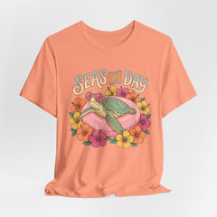 Seas the Day Turtle Tee — Vintage Floral Beach T-Shirt