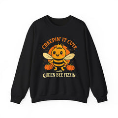 Creepin' It Cute Queen Bee Sweatshirt, Cozy Fall Apparel, Halloween Outfit, Gift for Bee Lovers, Cute Crewneck Sweater