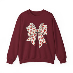 Valentine Heart Bow Sweatshirt — Cute Ribbon Graphic Crewneck