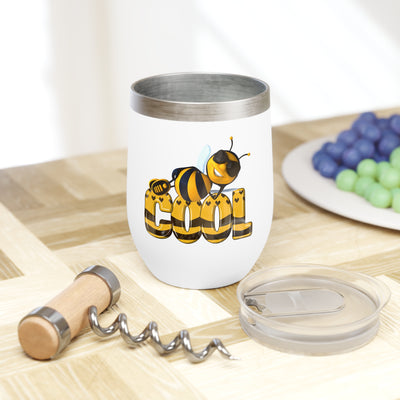 Bee Cool  Wine Tumbler - Funny Quote Travel Mug, Gifts for Wine Lover, Queen Bee Fizzin, Spring Celebrations