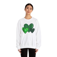Green Heart Patterns Unisex Heavy Blend Crewneck Sweatshirt | St. Patrick's Day/Christmas