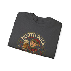 North Pole Brewing Co. Holiday Sweatshirt, Christmas Gift, Unisex Cozy Crewneck, Winter Apparel, Elf Festive Casual Wear