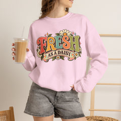 Fresh as a Daisy Crewneck Sweatshirt – Retro Spring Floral Graphic