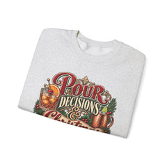 "Pour Decisions & Christmas Traditions" Holiday Christmas Sweatshirt Crewneck