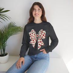 Valentine Heart Bow Sweatshirt — Cute Ribbon Graphic Crewneck