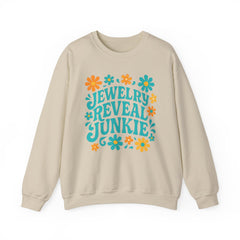 Jewelry Reveal Junkie Sweatshirt by Gildan, Cozy Unisex Crewneck, Gift for Jewelry Lovers
