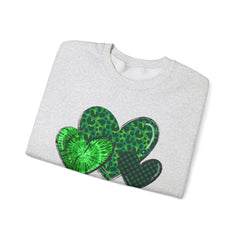 Green Heart Patterns Unisex Heavy Blend Crewneck Sweatshirt | St. Patrick's Day/Christmas