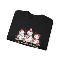 Winter is Better with Friends - Snowmen Crewneck Sweatshirt, Cozy Christmas Apparel, Holiday Festive Sweatshirt
