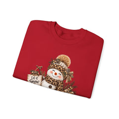 Leopard Snowman Crewneck Sweatshirt — Cozy Holiday Winter Christmas Graphic
