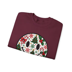 Christmas Smiley Crewneck Sweatshirt — Festive Holiday Smile Graphic