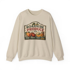 Roadside Produce Co. Crewneck Sweatshirt — Vintage Farmstand Graphic- Southern Heritage