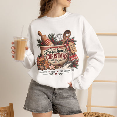 Farmhouse Christmas Sweatshirt – 'Farmhouse Christmas Baking Co.' Holiday Crewneck