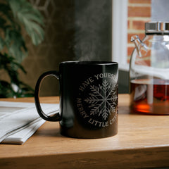 Christmas Snowflake Black Mug — "Have Yourself a Merry Little Christmas" 11oz/15oz