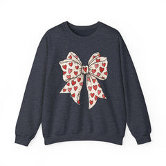 Valentine Heart Bow Sweatshirt — Cute Ribbon Graphic Crewneck