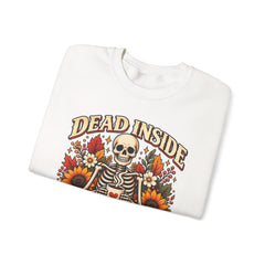 Skeleton Coffee Sweatshirt, Dead Inside But Caffeinated Crewneck, Halloween Gift, Unisex Fall Apparel, Cozy Lounge Wear