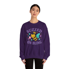 Buzzed on Bling Crewneck Sweatshirt by Gildan - Fun Gift for Bee Lovers, Jewelry Reveals