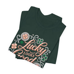 Lucky Looks Good On Me T‑Shirt — St. Patrick’s Day Clover Graphic Tee