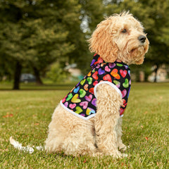 Pet Hoodie - Rainbow Hearts on Black