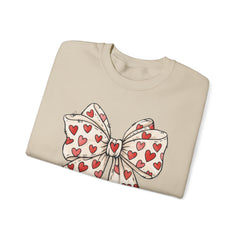Valentine Heart Bow Sweatshirt — Cute Ribbon Graphic Crewneck