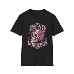 "Dead Gorgeous" T‑Shirt- Skull Floral- Halloween Vibes