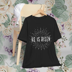 He Is Risen Unisex Short Sleeve Tee - Easter Celebration Shirt