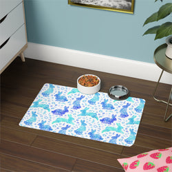 Cute Bunny Pet Food Mat - 12x18 Custom Design for Happy Pets