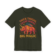 Big Magic Unicorn Tee: Thick Thighs Sharp Horns, Unisex Jersey Shirt, Fun Graphic Tee, Cute Gift for Unicorn Lovers, Casual Everyday Wear