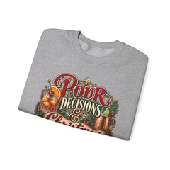 "Pour Decisions & Christmas Traditions" Holiday Christmas Sweatshirt Crewneck