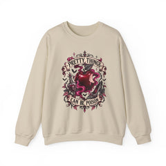 Crewneck Sweatshirt — “Pretty Things Can Be Poison” Gothic Apple Graphic