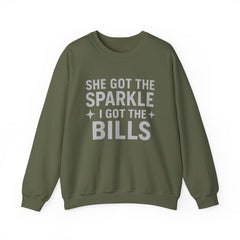 Funny He Gets the Bills & She Gets the Sparkle Unisex Sweatshirt by Gildan