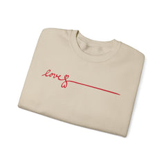 Love Script Crewneck Sweatshirt — Minimal Red Handwritten Design