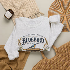 Bluebird Biscuit Co. Crewneck Sweatshirt — Vintage Bakery Logo Pullover