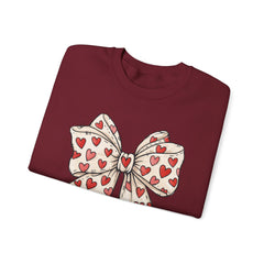 Valentine Heart Bow Sweatshirt — Cute Ribbon Graphic Crewneck