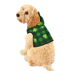 Plaid with Shamrocks Print Dog Hoodie for St. Patrick's Day