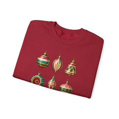 Crewneck Sweatshirt — Vintage Christmas Ornaments Holiday Pullover