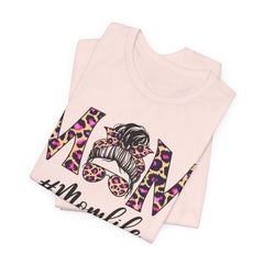 Mom Life Cheeta Print Unisex Jersey Tee - Fun Floral Design for Mothers