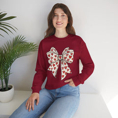 Valentine Heart Bow Sweatshirt — Cute Ribbon Graphic Crewneck