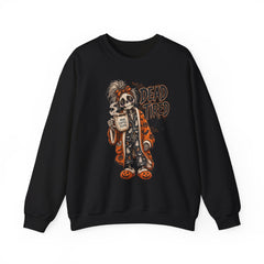 Dead Tired Halloween Crewneck Sweatshirt – Sleepy Skeleton Coffee Graphic Halloween