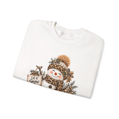 Leopard Snowman Crewneck Sweatshirt — Cozy Holiday Winter Christmas Graphic