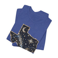 Texas Night Sky Tee — Celestial Moon & Stars State Graphic T-Shirt