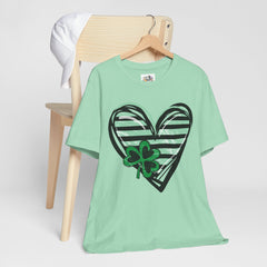 St. Patrick's Day Heart Tee - Unisex Jersey Short Sleeve Shirt with Clover Design