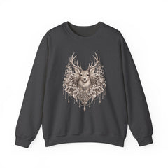 Deer Mandala Crewneck Sweatshirt — Vintage Stag Floral Graphic