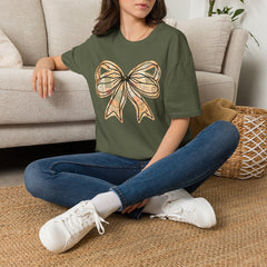Vintage Newspaper Print Pen & Ink Bow T-Shirt