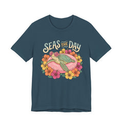 Seas the Day Turtle Tee — Vintage Floral Beach T-Shirt