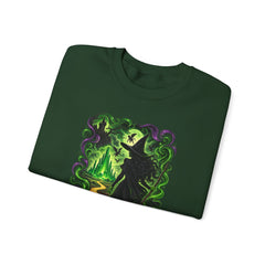 Witch Silhouette Forest Crewneck Sweatshirt – Green Gothic Witchy Art - Wicked