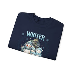 Winter Wonderland with Snowmen - Crewneck Sweatshirt -  Blue Design