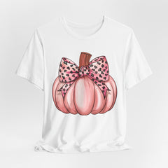Cute Pink Pumpkin Graphic Tee for Fall, Autumn Shirt, Halloween Top, Harvest Celebration T-Shirt, Seasonal Apparel, Gift Idea