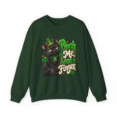 St. Patrick’s Black Cat Sweatshirt  "Pinch Me, Lose a Finger" Graphic Crewneck