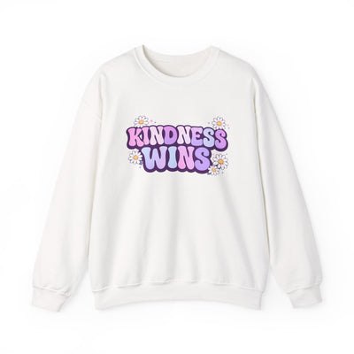 Kindness Wins Crewneck Sweatshirt — Retro Daisy Graphic